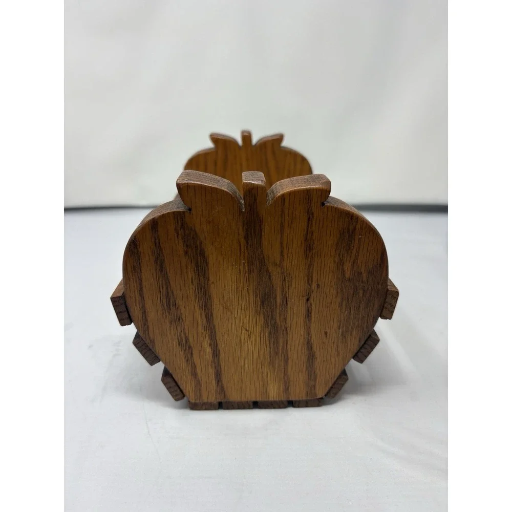 Vintage Heart-Shaped Decorative  Wooden Slat Storage Basket/Rack Country Cottage